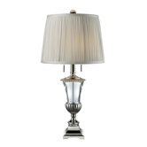Bunting Two Light Table Lamp in Polished Nickel and Crystal