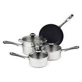 5-tlg. Stieltopfset "Cook and Look" aus Edelstahl