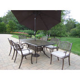 Oxford Mississippi 7 Piece Dining Set with Cushions and Umbrella