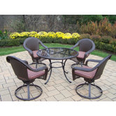 Elite Resin Wicker 5 Piece Swivel Dining Set with Cushions