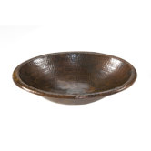 Small Oval Self Rimming Hammered Copper Bathroom Sink in Oil Rubbed Bronze