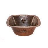 15" Square Fleur De Lis Copper Bar Sink in Oil Rubbed Bronze
