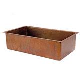 33" Antique Copper Hammered Single Bowl Kitchen Sink