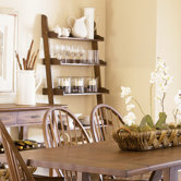 Farmhouse Casual Dining Leaning Bookcase in Weathered Oak