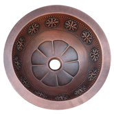 Thin Star Design Top or Undermount Round Copper Vessel Sink