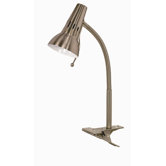 One Light Halogen Goose Neck Clip-On Lamp in Nickel