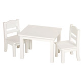 Doll Table and Chairs in White