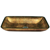 Rectangular Gold and Copper Tempered Glass Vessel Sink