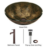 Sintra Glass Vessel Sink with Single Handle Faucet in Oil Rubbed Bronze