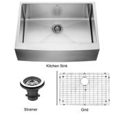 Farmhouse Kitchen Sink with Grid and Strainer