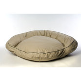Classic Twill Bolster Dog Bed in Khaki