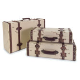 3 Piece Suitcase Set in Antique Ivory