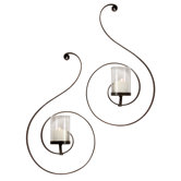 Forte Wrought Iron and Glass Wall Sconces (Set of 2)