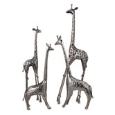 Safari Giraffe Herd in Nickel (Set of 4)