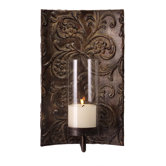 Galicia Embossed Metal and Glass Wall Sconce