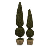 Two Piece Mossy Sphere Topiary Set in Green
