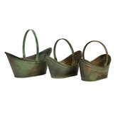 Three Piece Leva Verdigris Flower Bucket Set in Copper