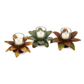Melanie Flower Wrought Iron Votives (Set of 3)