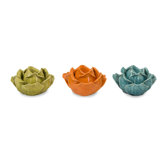 Chelan Ceramic Flower Candlestick (Set of 3)