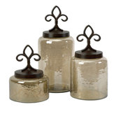 Fleur De Lis Lidded Jar (Set of 3)