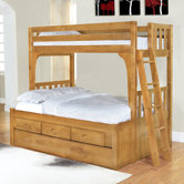 Convertible Twin over Full Three Drawer Bunk Bed with Trundle Bed