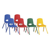 14" Plastic Stack Chair with Matching Painted Legs (Set of 6)