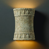 Tuscan Garden Open Top and Bottom Hourglass Cylinder Sconce Outdoor Wall Sconce with Flame Design