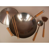 6 Piece 14" Round Bottom Wok Set