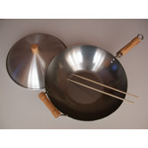 3 Piece 14" Flat Bottom Wok Set