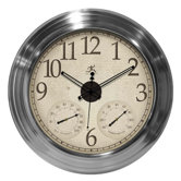 Solar Flare Indoor/Outdoor Wall Clock IN Brushed Nickel