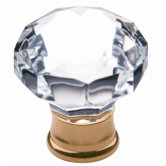 Cut Crystal Dome Cabinet Knob in Polished Brass
