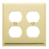 Classic Square Bevel Design Double Duplex Switch Plate in Satin Nickel