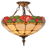 3 Light Victorian Tiffany Yale Semi Flush Mount