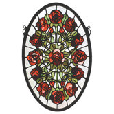Tiffany Nouveau Oval Rose Garden Stained Glass Window
