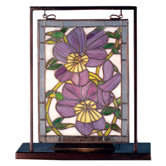 Floral Pansies Lighted Mini Tabletop Window