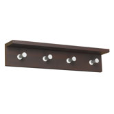 Four Hook Contempo Wood Coat Rack in Mahogany
