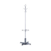 Eight Hook Steel Coat Stand with Umbrella Stand in Chrome