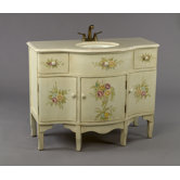 Painted Floral Antique Style Ivory Bathroom Vanity