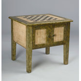 Chess Table in Light Green/Antique Ivory