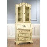 Floral Secretary Desk with Glass Doors
