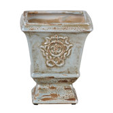 Large Rectangular Ceramic Vase in Washed Blue