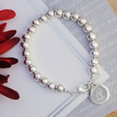 Personalized Silver Bead Bracelet