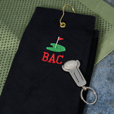 Personalized Golf Towel and Key Ring Tool Set in White