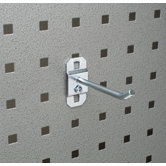 LocHook 3 In. Single Rod 30 Degree Bend 1/4 In. Dia. Zinc Plated Steel Pegboard Hook for LocBoard, 5 Pack