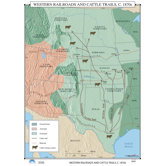 U.S. History Wall Maps - Western Railroads & Cattle Trails