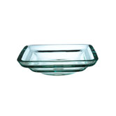 Transparent Tiered Square Glass Vessel Sink in Clear