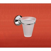Ascot Frosted Glass Toothbrush Holder with Chrome Holder