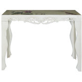 Painted Orchid and Bird Console Table
