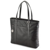 Women's Leather Ultra Laptop Tote in Black