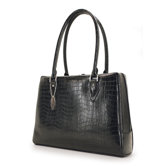 Large Women's Milano Laptop Handbag in Black Faux Croc